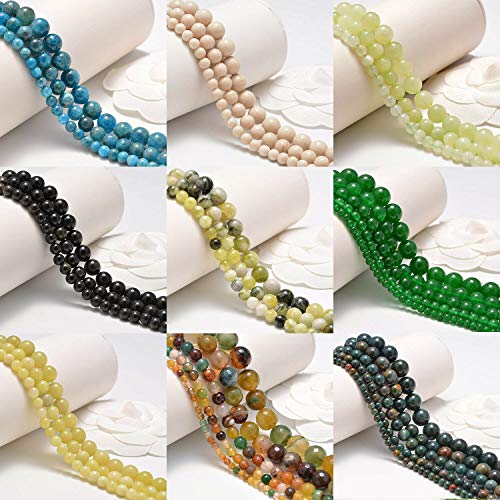 AD Beads Natural Gemstone Smooth Round Loose Beads 15“ 6mm 8mm 10mm (6mm, Coffee Jasper) - color: Coffee Jasper, size: 6mm