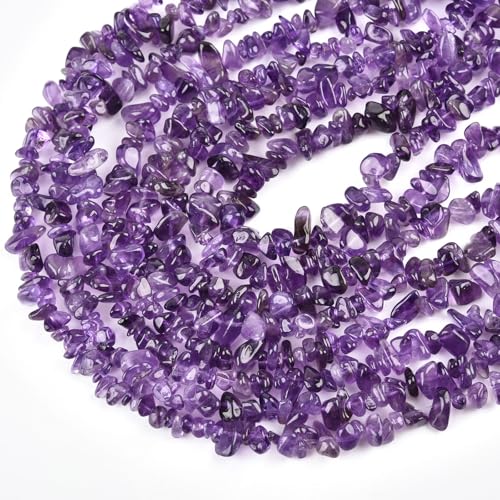 Genuine Amethyst Chip Beads 5-8mm Irregular Shaped Tumbled Chips Stone Loose Bead for Jewelry Making 1 Strand 32" - color: Amethyst
