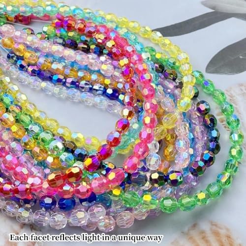 1800pcs Acrylic Faceted Round Beads 4mm 6mm 8mm 10mm AB Colors Glossy Acrylic Round Spacer Beads with Hole for DIY Bracelet Necklace Jewelry Making Supplies Handmade Craft(Rose Red AB) - color: Rose Red AB