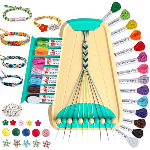 Friendship Bracelet Making Kit for Girls Ages 8-12, Kids Jewelry Making Kit with 28 Pre-Cut Threads and Letter Beads, Arts and Crafts for Kids, Birthday Easter Gifts for 6 7 8 9 10 11 12 Year Old - color: Cyan
