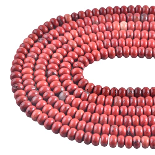 Rondelle Beads Natural Stone Beads for Jewelry Making 5x8mm 1 Strand 15.5inch Lentil Spacer Beads Rondelle Gemstone Beads Semi-Precious Stone Beads for Bracelet Necklace Crafts Red Jasper Beads - color: Red Jasper Beads