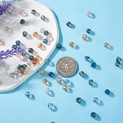 Craftdady 360Pcs Faceted Glass Teardrop Beads 6 Colors Transparent Pearl Luster Water Drop Glass Crystal Loose Beads Electroplate Charms for DIY Jewelry Crafts Making - color: 6 Colors, 6x6mm