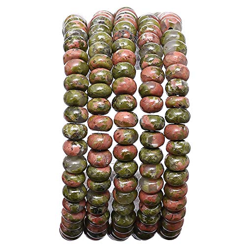 BEADIA Natural Unakite Stone Rondelle 4x6mm Loose Semi Gemstone Beads for Jewelry Making 38cm - color: Unakite Rondelle, size: 4x6mm