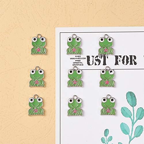 Craftdady Enamel Dangle Charms Pendant Food Animal Flower Cute Charms Colorful Metal Fruit Pendants Hang Ornament for Craft Bracelet Necklace Earring Key Chains Jewelry Making - color: Green Frog