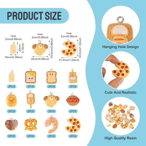Craftdady Resin Plastic Miniature Food Snack Pendants Charms Ice Drink Juice Pendants Cute Bottle Fruit Keychain Charms Hang Ornament for DIY Craft Earring Bracelet Necklace Jewelry Making - color: Yellow Bread Toast
