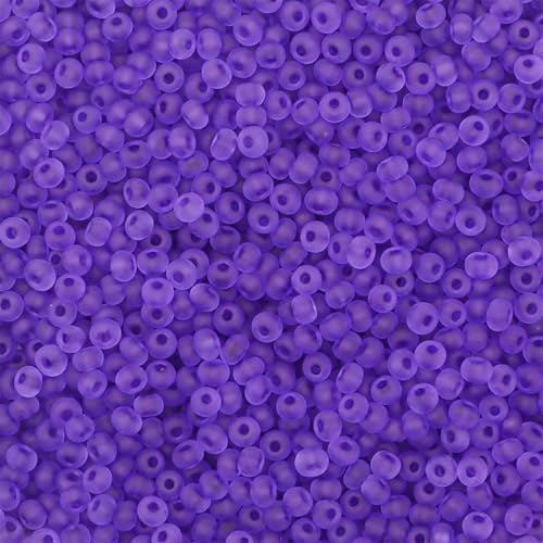 4mm Frosted Glass Seed Beads for Jewelry Making, 1000pcs Tiny Glass Bead Matte Pony Loose Spacer Beads for Beading, Friendship Bracelet, Pendants, Necklaces, DIY Crafting, Dark Purple - color: Dark Purple