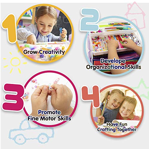 Olly Kids Arts and Crafts Supplies Set- 1000+ Pieces Giftable Craft Box for Kids: DIY Craft Supplies for Toddlers, School Project, and Homeschool - color: Purple