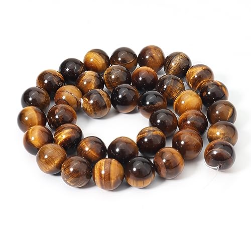 35pcs 10mm Natural Yellow Tiger Eye Gemstone Beads Energy Healing Crystal Round Loose Stone Beads for Jewelry Making, DIY Bracelets Necklaces - color: Yellow Tiger Eye, size: 10mm