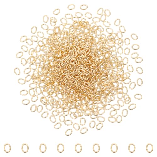 UNICRAFTALE 600Pcs Real 18K Gold Plated Open Jump Rings 3mm Stainless Steel Oval Jump Ring Golden Metal Rings Round Connector Ring for DIY Bracelet Pendant Jewelry Making Repair - size: 3mm