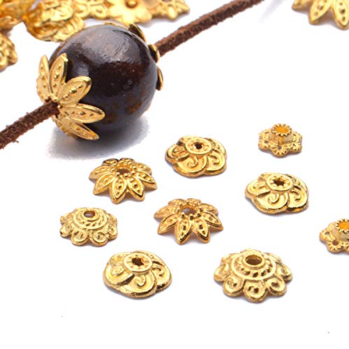 BronaGrand 100 Gram(About 250-350pcs) Bead Caps Metal Spacers Jewelry Findings Accessories for Bracelet Necklace Jewelry Making,Gold - color: Gold