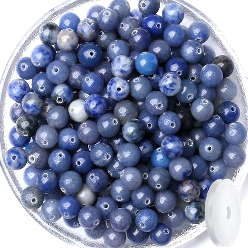 QINJIEJIE 100PCS Blue Aventurine Beads 8mm Natural Stone Beads Round Loose Gemstone Bead for Bracelet Beading Crystal Jewelry Making DIY Necklace Earrings 0.32" - color: Blue Aventurine, size: 100PCS