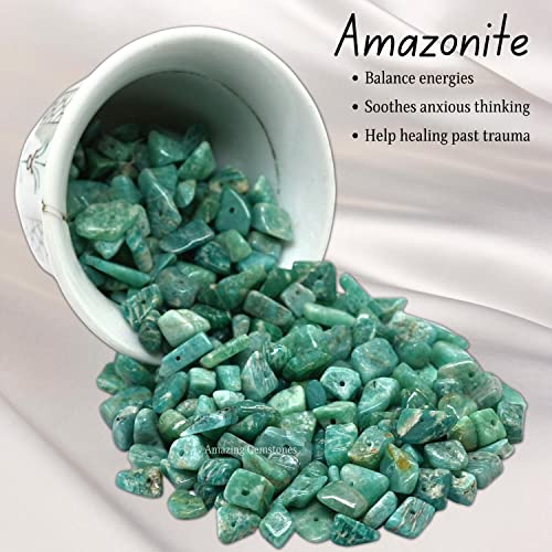 Amazonite Pre Drilled Natural Crystals Crushed Chips Beads for Jewelry Making, DIY Handmade Healing Crystals (25 Inch Strand) - color: Amazonite