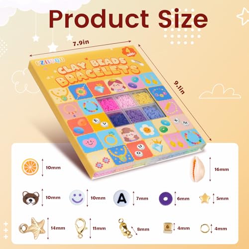 FZIIVQU 6100Pcs Clay Beads Bracelet Making Kit 24 Colors Friendship Bracelet Beads Kit with Preppy Polymer Bead for Jewelry Making Charms Gifts for Teen Girls Ages 6-12 - color: 6100