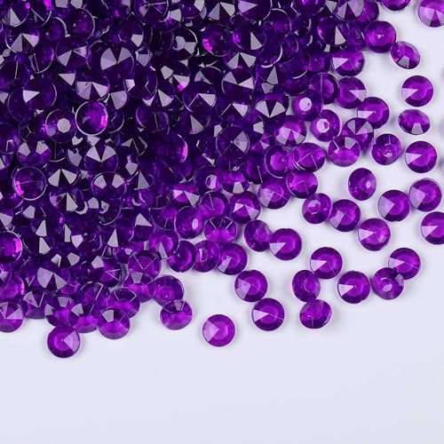 1000pcs/ Pack Wedding Table Acrylic Diamond Scatter Crystals Confetti Acrylic Gems Vase Fillers Rhinestones for Wedding, Bridal Shower, Vase Beads Decorations (10mm, Dark Purple) - color: Dark Purple, size: 10mm
