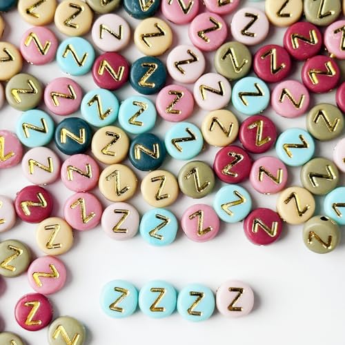 200PCS Letter Beads,4x7mm Colorful Round Acrylic Alphabet Beads Letter Z Beads with Letters for Bracelet Making Necklace Keychain Jewelry DIY (Letter Z) - color: Letter Z