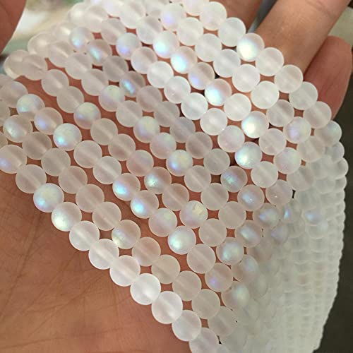 200 Pcs Matte Crystal Glass Beads Mermaid Aurora Beads with Hole Jewelry Making Crafts DIY 8mm - size: 8mm