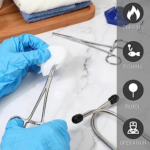 BBTO Hemostat Curved and Straight Hemostat Forceps Piercing Pliers Forceps, Stainless Steel Straight and Curved Pliers, Fishing Tweezer(Silver,2 Pcs) - color: Silver
