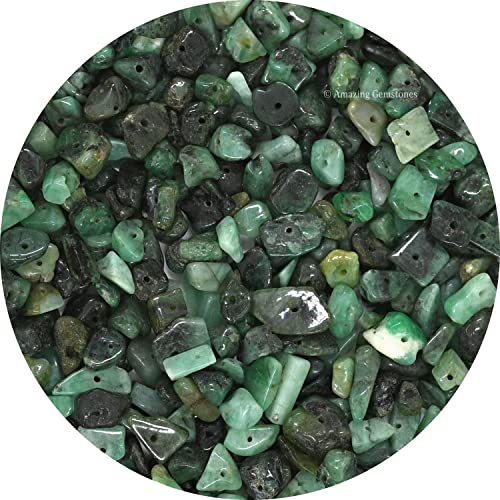 Emerald Pre Drilled Crystal Crushed Chips Beads for Bracelets Making, DIY Handmade Natural Healing Crystals (25 Inch Strand) - color: Emerald