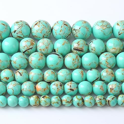 10MM 38PCS Peacock Blue Shell Turquoise Spacer Loose Beads for Jewelry Making DIY Bracelet Necklace - color: Peacock Blue Shell Turquoise, size: 10mm