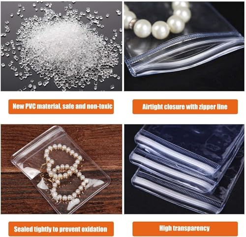 GSXRB Square PVC Bracelet Organizer Bag Clear Zipper Bags Anti Oxidizing Earrings Storage Bags for Storage Jewelry Packing Bags(100pcs 4.33 * 4.33 IN) - size: 4.33*4.33 IN