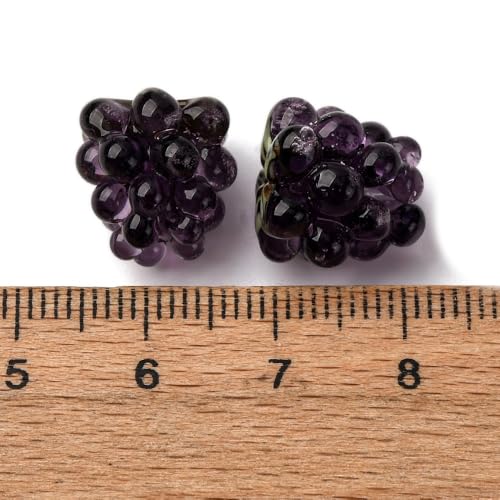 DanLingJewelry 10Pcs 3D Purple Berry Fruit Beads Handmade Lampwork Raspberry Spacer Beads for DIY Jewelry Making Crafts
