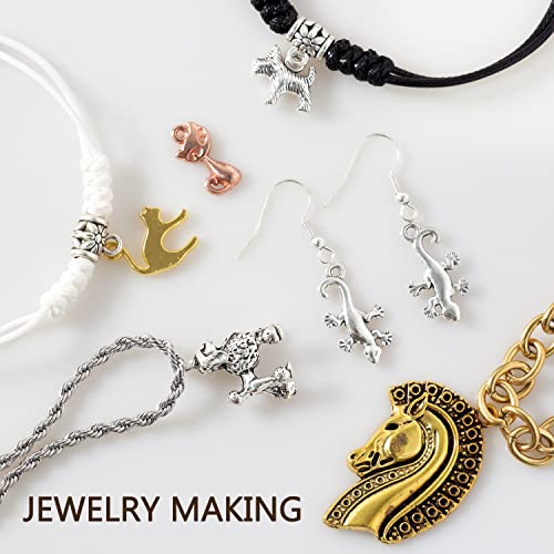 stino 100g Metal Pendant Charms for Jewelry Making, Bulk Silver & Gold Plated Charms for Braclet Necklace Crafts, Animal Plant Flower Pet and so on - color: Terricole Bronze Glod