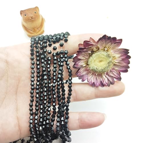 3mm4mm 1100pcs 800pcs Bicone Beads Crystal Glass Faceted Beads for Necklace Bracelet Earrings DIY Jewelry Crafts Making Project (4mm Black AB) - color: 4mm Black AB