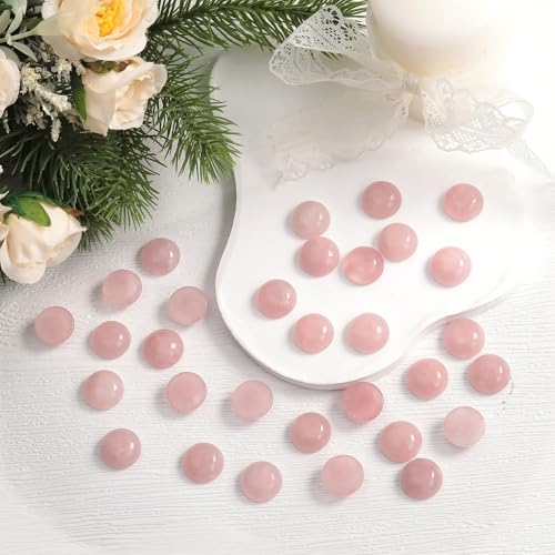 moonsix 10PCS Round Rose Quartz Cabochons Flatback CAB Gemstone Beads Crystal Flat Stone for DIY Craft Jewelry Making, 16mm - color: pink, size: 16mm