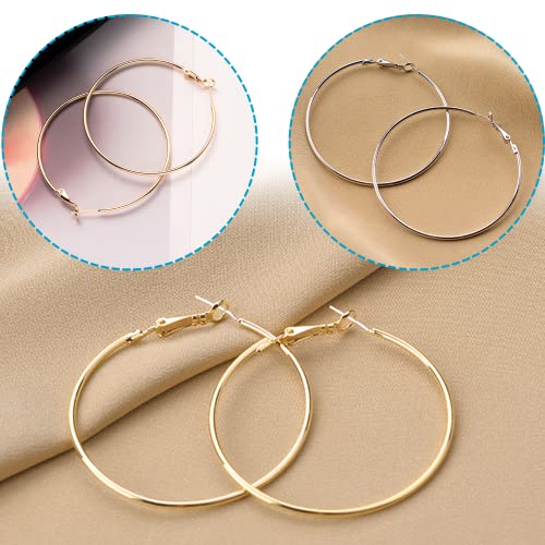 Hoop Earring Findings Stainless Steel Earrings Beading Round Earrings Hypoallergenic Hoop Earrings Open Beading Hoop for Jewelry Making DIY Crafts Art Creation (50mm) - color: 50mm