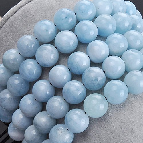 MASSIVE BEADS Natural Healing Power Gemstone Crystal Beads Unisex Adjustable Macrame Bracelets - color: Aquamarine, size: 8mm