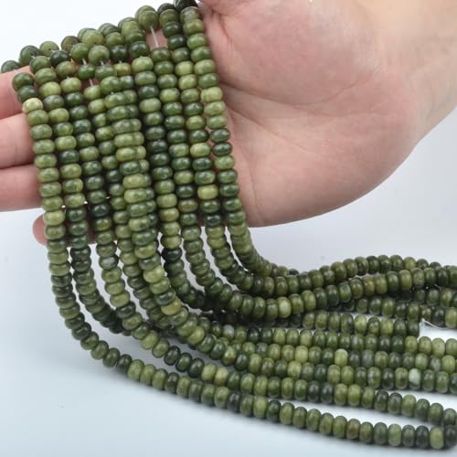ICAI Beads 5x8mm Natural Rondelle Spacer Loose Beads for Jewelry Making DIY Crafts Design 1 Strand 15" APPR (Canadian Jade) - color: Canadian jade, size: 5x8