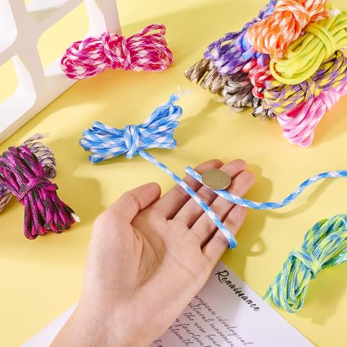 Cheriswelry 4mm Elastic Bracelet String Cord Soft Stretch Polyester Cord Chinese Knotting Cord for Necklace Bracelet Jewelry Making Macrame Sewing Supplies (15 Bundles)