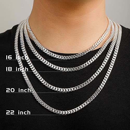 OCHCOH 925 Sterling Silver Clasp 3mm3.5mm4mm5mm7mm Cuban Link Chain Necklace for Men Diamond Cut Silver Chain Necklace for Women 16 18 20 22 24 26 28 30 Inch - size: 28 Inch, style: 7mm