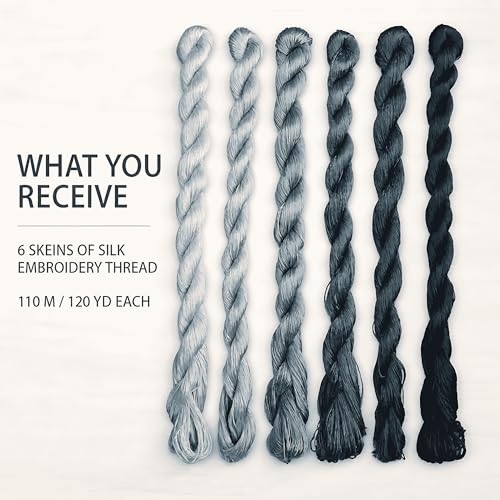 Natural 100% Silk Thread, Handmade Embroidery Thread Silk Floss 6 Colors 110m Each (79) - color: 79