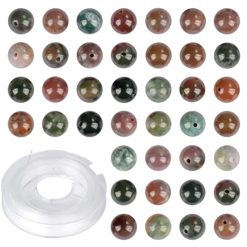 4mm 200pcs Natural Stone Round Beads Indian Agate Genuine Stone Beading Loose Gemstone DIY Charm Smooth Beads for Bracelets Necklaces Earrings Hole Size 1mm (Indian Agate 4mm) - color: Indian Agate, size: 4mm