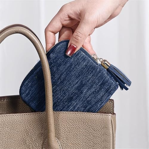 Travel Jewelry Organizer Case, Small Jewelry Pouch Bags with Zipper & Tassel, Travel Jewelry Case for Earrings Necklaces Rings Bracelets Brooches, Travel Gifts for Women - color: Navy Blue