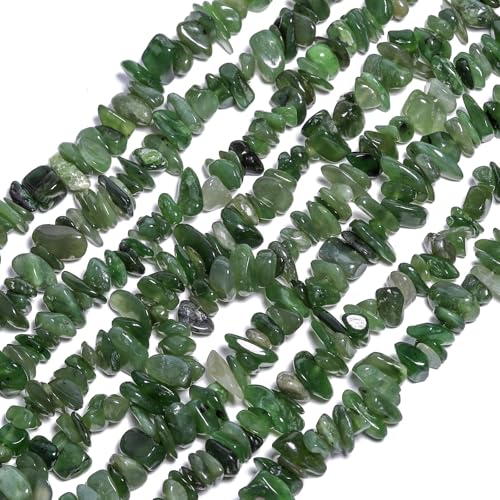 30in Jadeite Natural Chip Stone Beads 5-8mm About 230pcs, Irregular Drilled Deep Green Bead for Bracelets Jewelry Making Supplies for Adults, DIY Crafts. - color: Jadeite, size: 5-8mm Stone Chip Beads