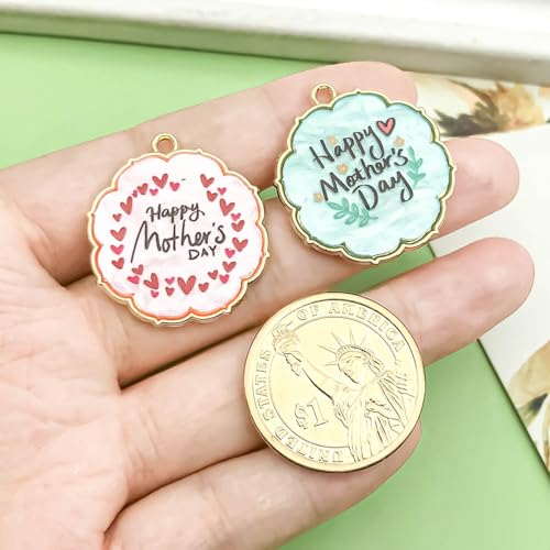 Sailanzi 16pcs Alloy enamel Mother's Day series soft feminine colors Jewelry Making DIY Keychain Earrings Pendant Various Design Charms for Jewelry Making Bracelets Necklace(SN775) - color: SN775