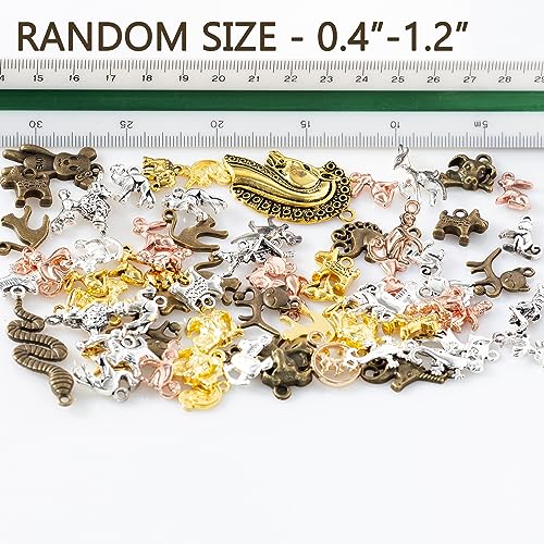 stino 100g Metal Pendant Charms for Jewelry Making, Bulk Silver & Gold Plated Charms for Braclet Necklace Crafts, Animal Plant Flower Pet and so on - color: Terricole Bronze Glod