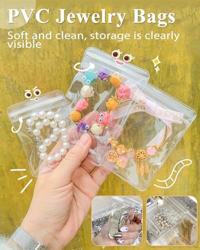 100Pcs Anti Tarnish Jewelry Bags Clear Pvc Jewelry Storage Pouches with Zipper Plastic Packing for Earrings (Rings Bracelet Earrings Oxidizing Set) - color: 100Pcs Rings Bracelet Earrings Oxidizing Set
