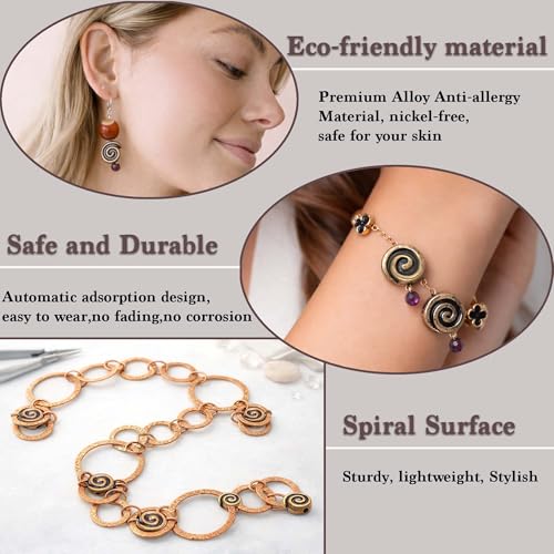 Tibetan Copper Spacer Beads 8mm Flat Round – 77pcs Metal Spacer Beads for Jewelry Making, Bracelets, Necklaces & Earrings DIY Supplies, Antique Silver Zinc Alloy - color: Copper Snail