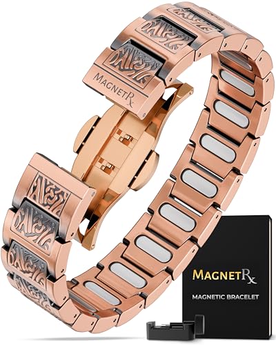 MagnetRX Copper Viking Bracelet for Men EllipseMAX 5X Strength 5,000 Gauss Magnets - Premium Adjustable Mens Copper Bracelet with Magnets (Viking Style) - color: 5x Strength - EllipseMAX (5,000 Gauss) – Viking