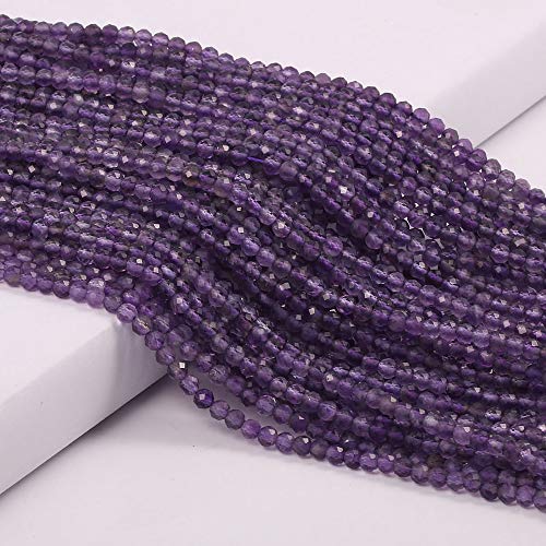 Natural Faceted Amethysts Beads Natural Stones Loose Bead for Jewelry Making Bracelet Necklace (Size 4mm,Length 15") - color: Amethysts, size: 4mm