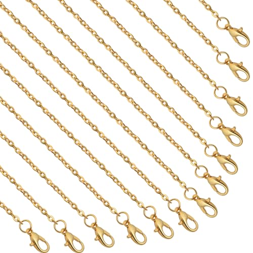 Lemonkey 24 Pack Necklace Chains Bulk,Gold Plated DIY Cable Link Chains for Jewelry Making 16 Inches - color: Gold, size: 16inch