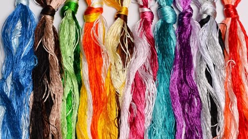 China Natural 100% Mulberry Silk Floss Handmade Embroidery Jewelry Making Threads DIY Kits 30 Colors 22m Each (30pcs) - color: 30 COLOR