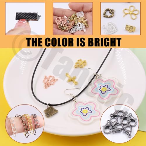 Tanstic 430Pcs Black Ribbon Ends Fastener Clasps Kit, Bookmark Pinch Crimp Ends with Open Jump Rings, Lobster Claw Clasps, Chain Extenders and Pendant Charms for DIY Crafts - color: Black Ribbon Ends