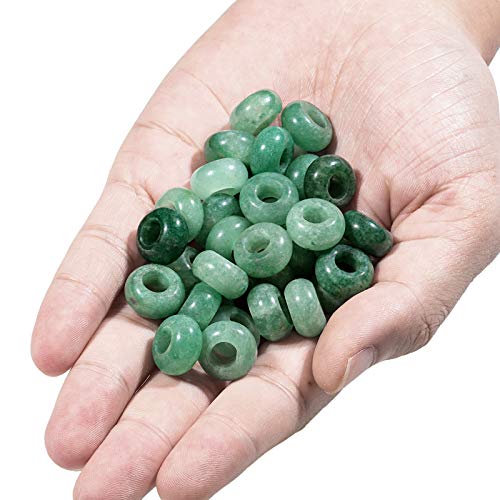 TUMBEELLUWA Natural Gemstone Beads for Jewelry Making, Rondelle Large Hole Loose Beads Pack of 15,Green Aventurine(8x14 mm) - color: #2-Green