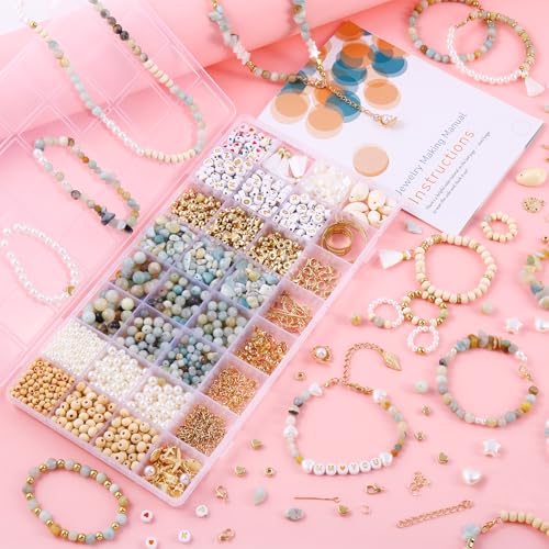Wurosi 1927 PCS Jewelry Making Supplies Kit, Charm Bracelet Making Kit for Adults, Natural Stone Beads for Irregular Natural Stone, DIY Bracelet/Necklace/Earring/Rings - color: 1927 PCS Jewelry Making Supplies Kit