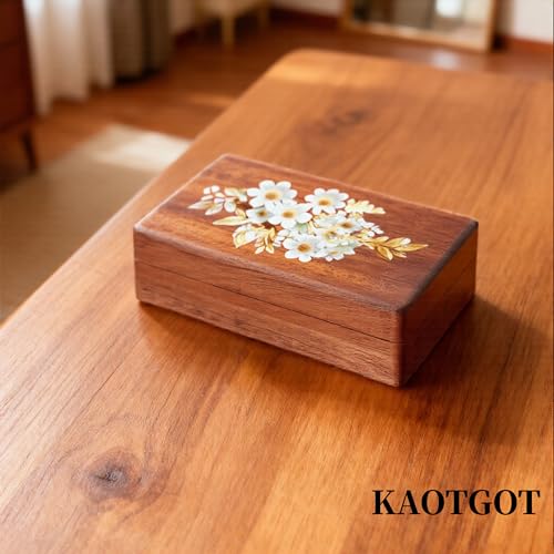 Travel Jewelry Case Small Wood Jewelry Organizer Jewelry Box for Women (Nut-Brown Print B) - color: Nut-Brown Print B