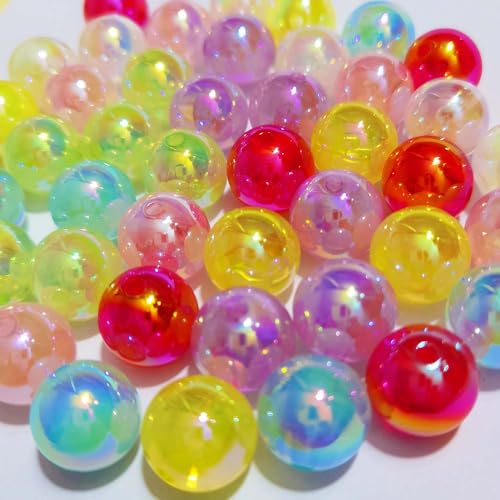 Mixed Lots Shiny AB Color Acrylic Bead DIY Beading Hairband Bracelets Necklace Craft Embelishment (Mixed Colors-Semitransparent AB Plated Milk) - color: Mixed Colors-Semitransparent AB Plated Milk